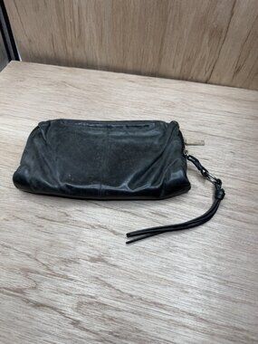 Vintage Hobo The original Black Leather Clutch Purse Wallet Zippered